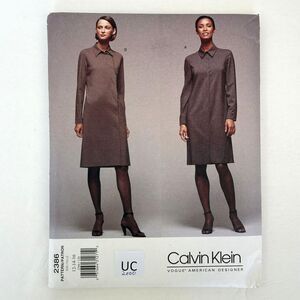 Vintage VOGUE Sewing Pattern 2386 Calvin Klein Shift Dress 12-16 UNCUT